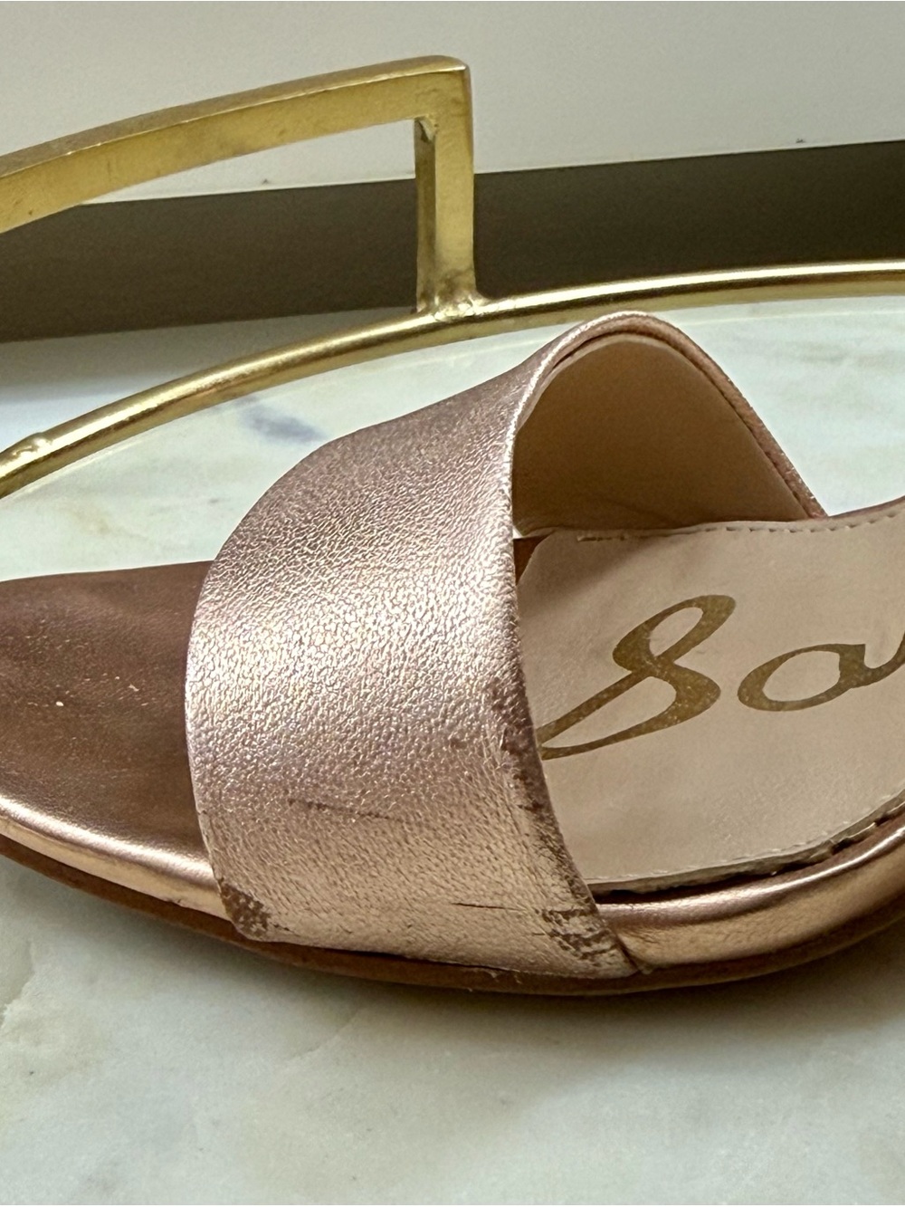 Sam Edelman Women's Yaro Rose Gold Leather Ankle-Strap Block Heel Sandals - Picture 7 of 16